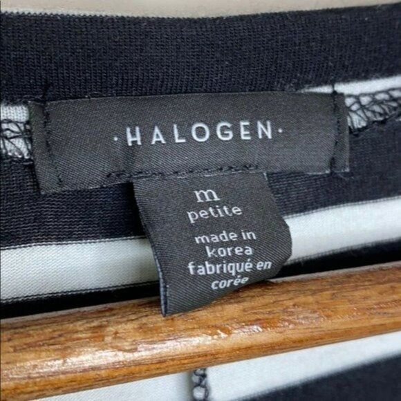 Halogen Long Sleeve Striped V-Neck Top Size Medium Petite - Picture 5 of 6